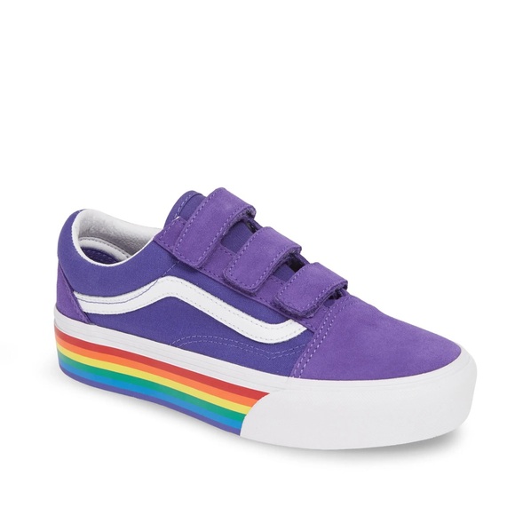***BRAND NEW*** Vans Purple Rainbow Velcro Sneakers - Picture 1 of 7